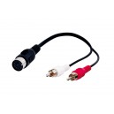 Adaptateur de c&acirc;ble audio, DIN femelle vers RCA m&acirc;le st&eacute;r&eacute;o