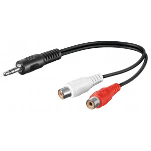 Adaptateur de c&acirc;ble audio 3,5 mm, m&acirc;le vers femelle RCA st&eacute;r&eacute;o
