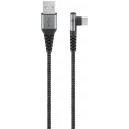 C&acirc;ble Textile USB-C&trade; vers USB-A avec Fiches M&eacute;talliques (Gris Sid&eacute;ral/Argent), 90&deg;, 1 m